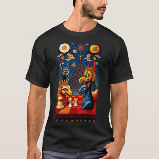 Camiseta ajedrez de dragones surrealistas