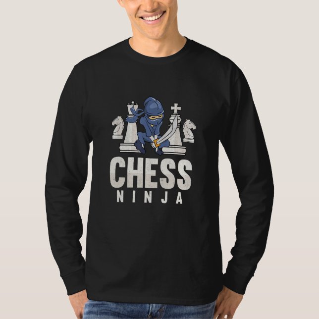 Camiseta Ajedrez Ninja Funny Jugador de Ajedrez Chess Boys  (Anverso)