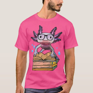 Camiseta Ajetura Axolotl Leer libro Chica Funny Salamander
