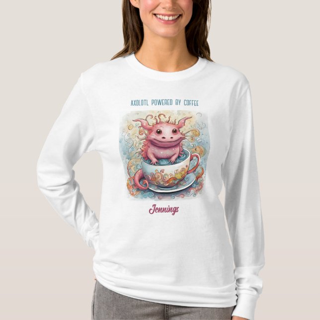 Camiseta Ajetura de manga larga de Axolotl lindo (Anverso)