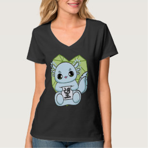 Camiseta Ajolote Azul Estética Japonesa Con Kanji De Espera