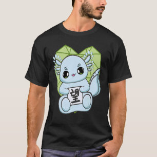 Camiseta Ajolote Azul Estética Japonesa Con Kanji De Espera