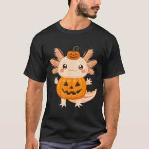 Camiseta Ajolote Calabaza Lindo Halloween Jack O Linterna N