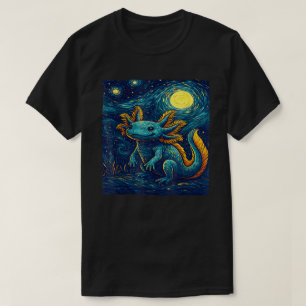 Camiseta Ajolote de la Noche Estrellada al Estilo Van Gogh 