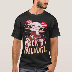 Camiseta Ajolote Divertido Tocando la Batería - Anfibio Lin
