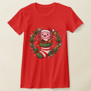 Camiseta Ajolote en calcetines de Navidad Santa Claus Luces