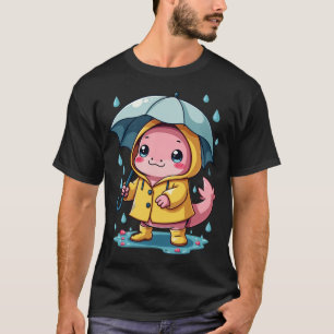 Camiseta Ajolote Kawaii con Impermeable Clima Lindo