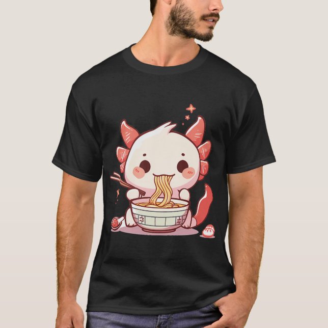 Camiseta Ajolote lindo comiendo ramen (Anverso)