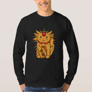Camiseta Ajolote Maneki Neko Gato Afortunado Japonés Saluda