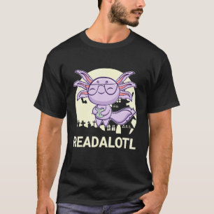 Camiseta Ajolote Negro Mascota Leer Libro Ambystoma Mexican