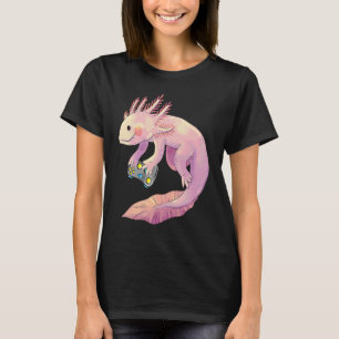 Camiseta Ajolote Pez Jugando Videojuego Ajolote Blanco Liza