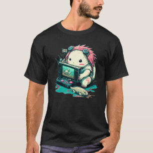 Camiseta Ajolote Pez Jugando Videojuego Lagarto Jugador_1