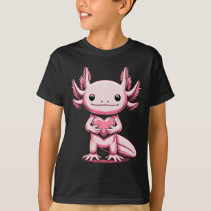 Camiseta Ajolote sosteniendo corazón Día de San Valentín Cu