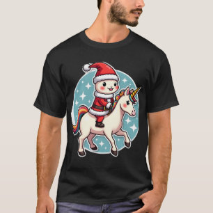 Camiseta Ajolote Unicornio Kawaii de Navidad Santa Feliz Na
