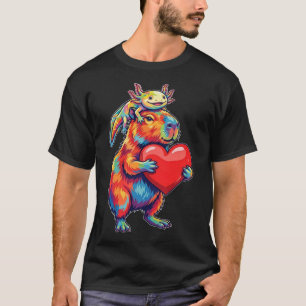 Camiseta Ajolote y Capibara Lindo y Divertido Sosteniendo C