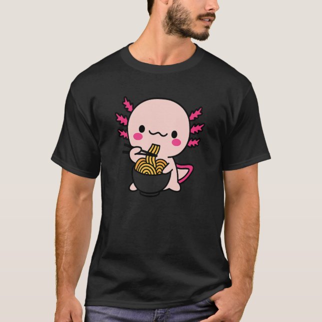 Camiseta Ajolotes lindos comen fideos (Anverso)