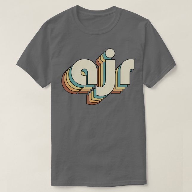 Camiseta AJR retro tipografía arcoiris estilo 70 (Diseño del anverso)
