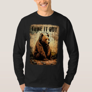 Camiseta Ajusta La Osa Parda Con Auriculares Música Grizzly