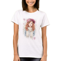 Camiseta ajustada de arte de niña con acuarela Dre