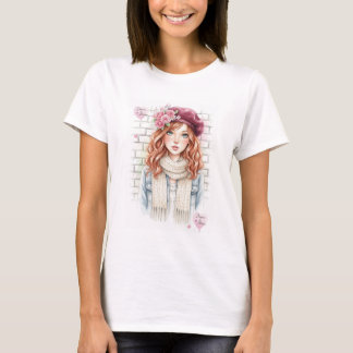 Camiseta ajustada de arte de niña con acuarela Dre