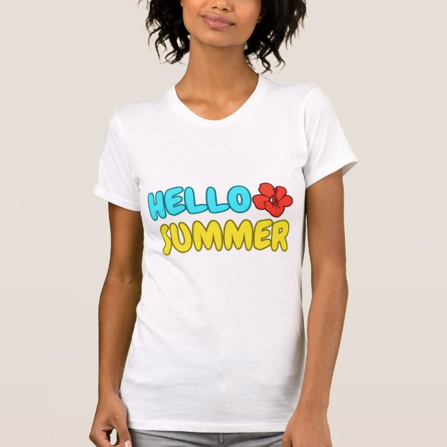 Camiseta ajustada de verano Hello (Anverso)