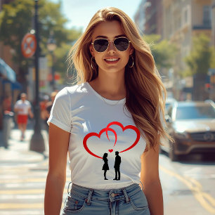 Camiseta ajustada para mujer Dos en amor