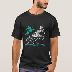 Camiseta AJUSTE DELGADO Gato surfista olas tabla de surf ár