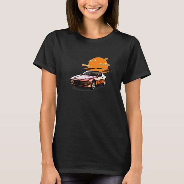 Camiseta Ajuste y juegos de coches de atardecer retro vinta (Anverso)