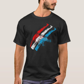 Camiseta AK 47, rojo, blanco y azul