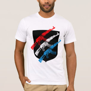 Camiseta AK 47, rojo, blanco y azul