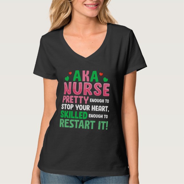 Camiseta AKA Nurse Pretty Nursing Nurse Week Scrub RN ICU E (Anverso)