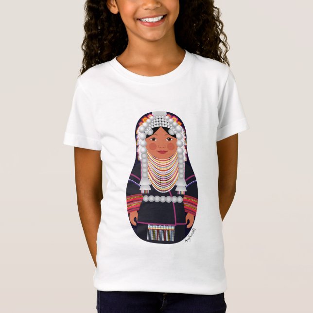 Camiseta Akha de los Chicas Matryoshka de Tailandia (Anverso)