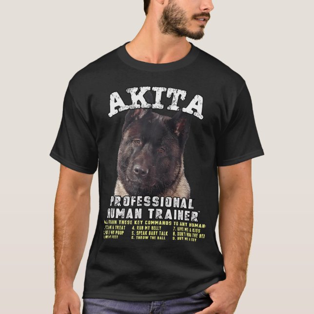 Camiseta Akita Black Professional Human Trainer (Anverso)