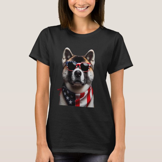 Camiseta Akita Dog 4 De Julio Día De La Independencia Estad (Anverso)