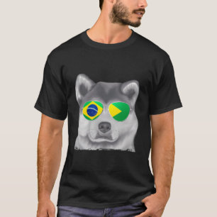 Camiseta Akita Dog Bandera de Brasil Gafas de sol