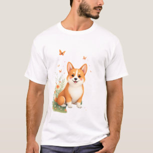 Camiseta Akita Dog con Flor y Mariposa