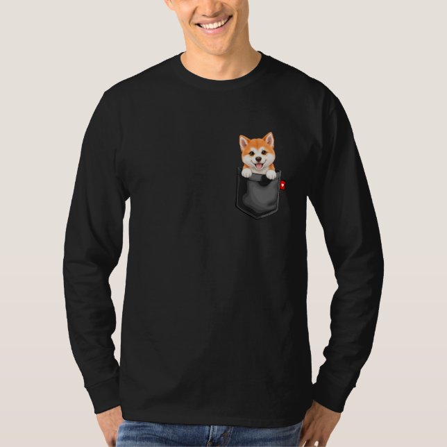 Camiseta Akita Inu Dog in Pocket Peeking Cute Puppy Dog   2 (Anverso)