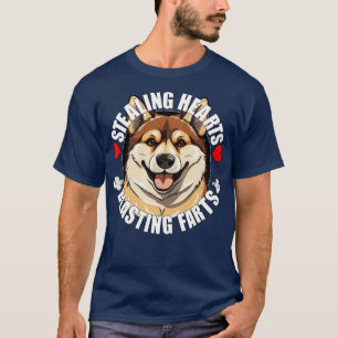 Camiseta Akita Inu Graciosa Robando Corazones Blasando Perr