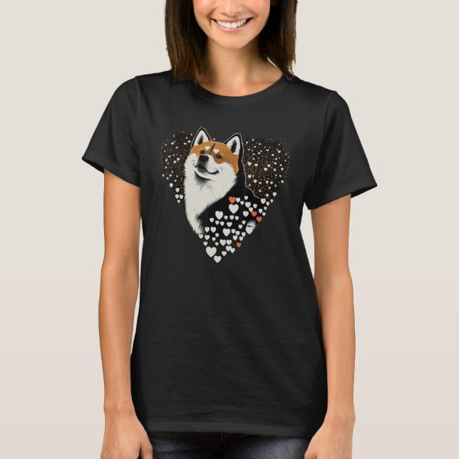 Camiseta Akita Inu Love Heart for Valentines Day on Akita I (Anverso)