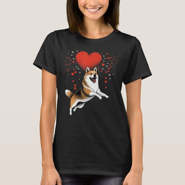 Camiseta Akita Inu Love Heart for Valentines Day on Akita I (Anverso)