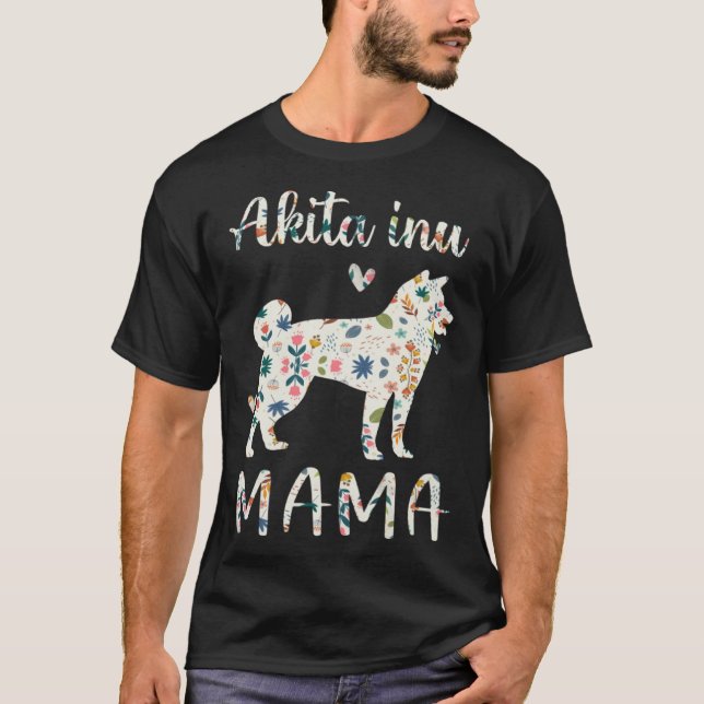 Camiseta Akita Inu Mama Floral Dog Mom Love (Anverso)