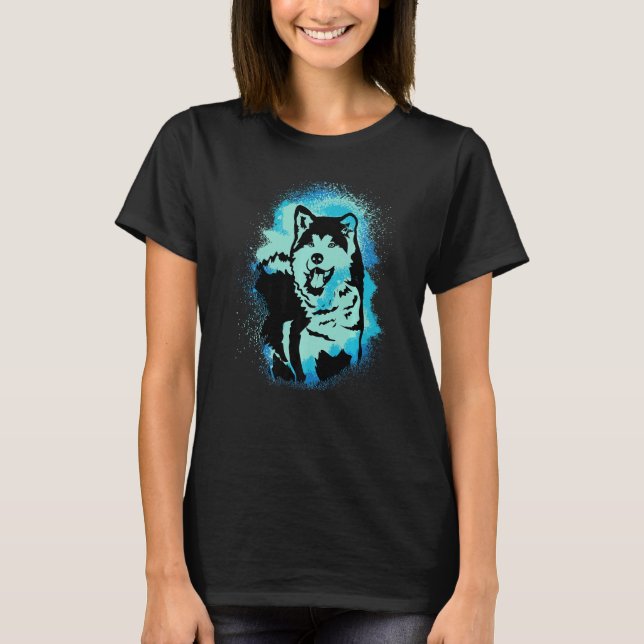 Camiseta Akita Inu Paint Blue Design Dog Mom Dad Premium (Anverso)