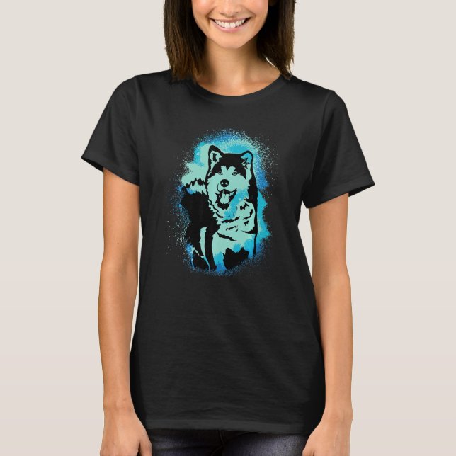 Camiseta Akita Inu Paint Blue Design Dog Mom Dad Premium (Anverso)