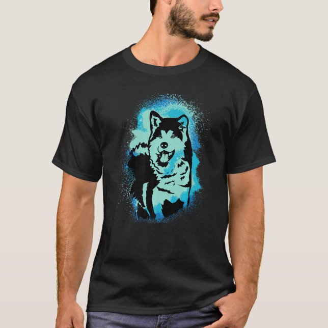 Camiseta Akita Inu Paint Blue Design Dog Mom Dad Premium (Anverso)