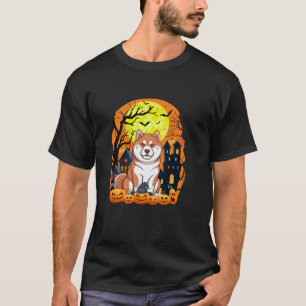 Camiseta Akita Inu Perro con calabazas Gracioso Halloween