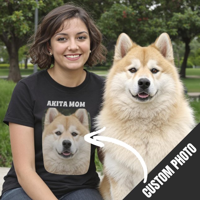 Camiseta Akita Mom Personalizado Dog Photo Gire para Perro  (Akita Mom Custom Dog Photo Gift for Dog Mom T-Shirt.)