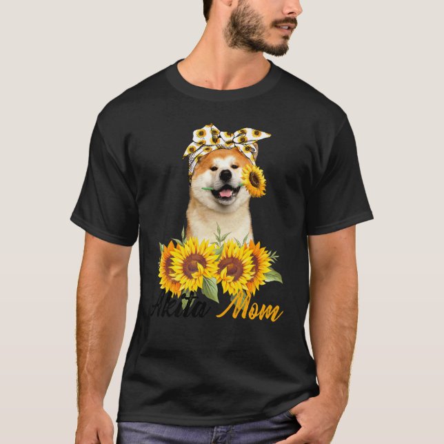 Camiseta Akita Mom Sunflower Summer Dog Mom Mama Women (Anverso)