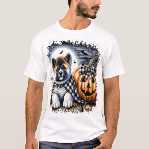 Camiseta Akita perro Halloween cuadrado
