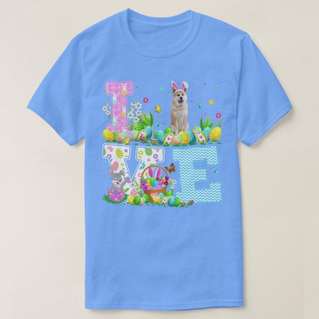 Camiseta Akita Perro Pascua Huevo Caza Graciosa Amor Pascua (Diseño del anverso)