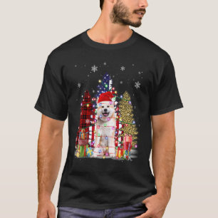 Camiseta Akita Santa Hat Light Buffalo Plaid Leopard Xmas S